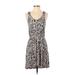 H&M Casual Dress - Mini Scoop Neck Sleeveless: Tan Print Dresses - Women's Size Small - Print Wash