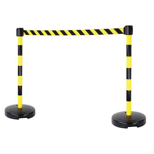 Kit 2 Poteaux Pvc J/n Socle À Lester Une Sangle Hachurée 50 Mm X 5 M - Novap