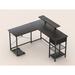 Latitude Run® L-Shape Desk Wood/Metal in Black | 29.5 H x 85.4 W x 19.7 D in | Wayfair A98B39B7465F4DC3A6A2E560DDF41A0F