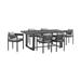 Armen Living Menorca Outdoor Patio 7-Piece Dining Table Set in Aluminum with Grey Cushions