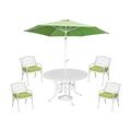 Homestyles Sanibel Aluminum 6 Piece Outdoor Dining Set-Color:Off White Size:48 Table