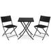 Coelon 3-Piece Wicker Folding Patio Bistro Set Patio Dining Furniture Set Black