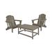 3-Piece Bistro Set Outdoor Patio Adirondack Chair with Coffee Table Weathered Wood