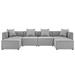 Modway Saybrook 6-Piece Fabric Outdoor Patio Sectional Sofa in Gray