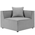 Modway Saybrook Fabric Upholstered Outdoor Patio Sofa Corner Chair in Gray