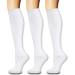 1/2/3 Pairs Knee High Graduated Compression Socks for Men & Women Best For Running Athletic Medical and Travel(2 Pairs White L/XL)