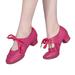 Juebong Lady Style Shallow Mouth Modern Dance Latin Dance Square Dance Shoe Low Top Soft Hot Pink Size 8