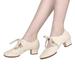 Juebong Lady Style Shallow Mouth Modern Dance Latin Dance Square Dance Shoe Low Top Soft Beige Size 10