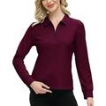 Mofiz Women s Golf Polo Shirt Long Sleeves Zip Up Sport Active Shirts Quick Dry Athletic T-Shirt Casual Tennis Tops Slim Fit Wine red XL