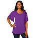 Plus Size Women's Flutter Sleeve Tunic by Jessica London in Purple Orchid (Size L)