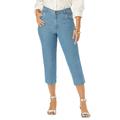 Plus Size Women's Classic Cotton Denim Capri by Jessica London in Light Wash (Size 16) Jeans
