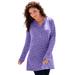 Plus Size Women's Thermal Henley Tunic by Roaman's in Vintage Lavender Pretty Floral (Size 5X) Long Sleeve Shirt