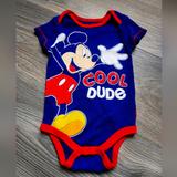 Disney One Pieces | Disney | Disney Baby| Cool Dude Mickey Mouse Onesie Size 3-6 Months | Color: Blue/Red | Size: 3-6mb