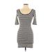 Jack Wills Casual Dress - Mini Scoop Neck 3/4 sleeves: Gray Stripes Dresses - Women's Size 10