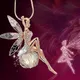 Collier pendentif ailes d'ange en cristal pour femmes breloque élégante Vintage longue chaîne