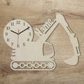 Bagger Deko Holz Wanduhr Wand Uhr personalisiert mit Namen I Geschenk Geschenkidee für Kinder & Baufahrzeuge Freunde