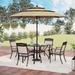 Lark Manor™ Alyah Square 4 - Person 37" Long Outdoor Dining Set w/ Umbrella Metal in Brown | 37 W x 37 D in | Wayfair