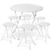 MoNiBloom 6-Person Folding Round Outdoor Table & Chair Set Plastic/Metal in White | 31 W x 10 D in | Wayfair CBO-0046PWH-31WHWH