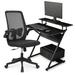 Inbox Zero Office Desk & Chair Set Rotatable Chair Sturdy & Durable Wood/Metal in Black/Brown | 32.5 H x 31.5 W x 23 D in | Wayfair