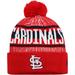 Men's New Era Red St. Louis Cardinals Striped Cuffed Knit Hat with Pom