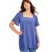 Plus Size Women's Short-Sleeve Lace Tunic by June+Vie in Blue Haze (Size 18/20)