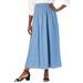 Plus Size Women's Chambray Maxi Skirt by Jessica London in Light Wash (Size 26 W)