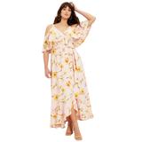 Plus Size Women's Cold-Shoulder Faux-Wrap Maxi Dress by June+Vie in Blush Garden Print (Size 18/20)