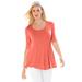 Plus Size Women's Stretch Cotton Peplum Tunic by Jessica London in Dusty Coral (Size 34/36) Top