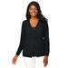 Plus Size Women's Crochet Button-front Cardigan by Jessica London in Black (Size 2X)