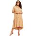 Plus Size Women's Ruffled Shirt Dress by June+Vie in Soft Camel (Size 18/20)