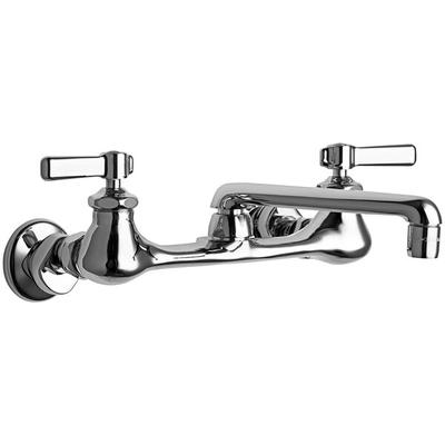 Chicago Faucets 540-LDXKABCP Wall-Mounted Faucet with Adjustable Centers, 6" S-Type Swing Spout, and Ceramic Operating Cartridges