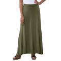Plus Size Women's Everyday Stretch Knit Maxi Skirt by Jessica London in Dark Olive Green (Size 14/16) Soft & Lightweight Long Length