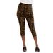 Plus Size Women's Everyday Stretch Cotton Capri Legging by Jessica London in Brown Painterly Cheetah (Size 22/24)