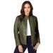 Plus Size Women's Zip Front Leather Jacket by Jessica London in Dark Olive Green (Size 22 W)