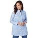 Plus Size Women's Stretch Poplin Tunic by Jessica London in French Blue Plaid Patchwork (Size 28) Long Button Down Shirt