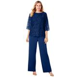 Plus Size Women's Popover Lace Jumpsuit by Jessica London in Evening Blue (Size 18 W)