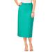 Plus Size Women's Classic Cotton Denim Midi Skirt by Jessica London in Aqua Sea (Size 32) 100% Cotton