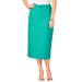 Plus Size Women's Classic Cotton Denim Midi Skirt by Jessica London in Aqua Sea (Size 24) 100% Cotton