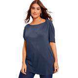 Plus Size Women's Twist Shoulder Tee by June+Vie in Navy (Size 10/12)