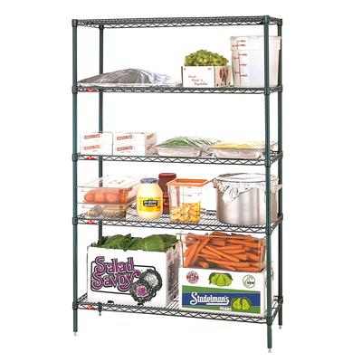 Metro 5N367K3 60" NSF 5-Tier Epoxy Coated Wire Shelf Kit - Super Erecta, 18"W, 74"H, Green Epoxy, MicrobanÂ®