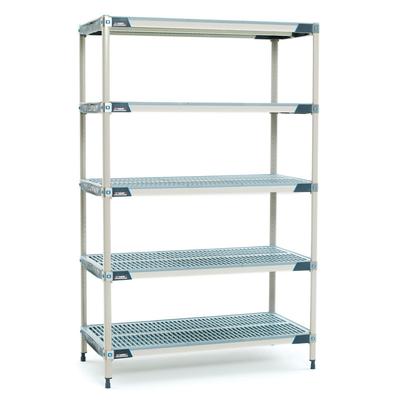 Metro 5X557GX3 48" NSF 5-Tier Polymer Shelf Kit - MetroMax i, 24"W, 74"H, 5 Shelves, Microban Antimicrobial, Blue