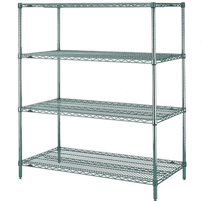 Metro N566K3 60" NSF 4-Tier Epoxy Coated Wire Shelf Kit - Super Erecta, 24"W, 63"H, 4 Tiers, Green Epoxy