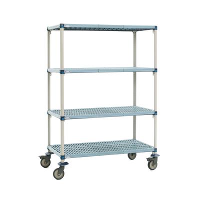 Metro Q336EG3 36" NSF 4-Tier Polymer Shelf Kit - MetroMax Q, Mobile, 18"W, 67"H, Polyurethane Casters, 4 Tiers, Blue