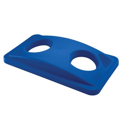 Rubbermaid FG269288BLUE Rectangle Recycling Trash Can Lid - Plastic, Blue