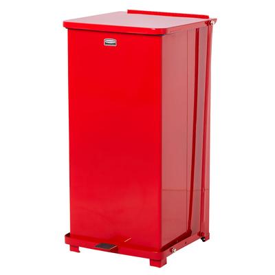 Rubbermaid FGST24EPLRD 24-gal Square Plastic Step Trash Can, 15"L x 15"W x 30"H, Red, 13 Gallon, Fire-Safe Steel