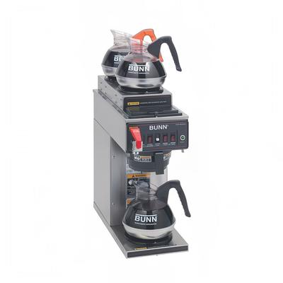 Bunn CWTF15-3 Medium Volume Decanter Coffee Maker - Automatic, 3 9/10 gal/hr, 120v, 3 Warmers, Space Saving Design, Silver