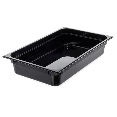 Carlisle 10401B03 4"D Full Size High Temp Food Pan - Stackable, 4" Deep, Polycarbonate, Black
