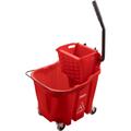 Carlisle 8690405 35 qt Mop Bucket Combo - Side Press Wringer, Red, Polypropylene