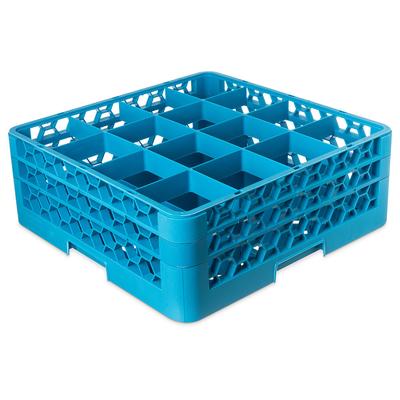 Carlisle RG16-214 OptiClean Glass Rack w/ (16) Compartments - (2) Extenders, Blue