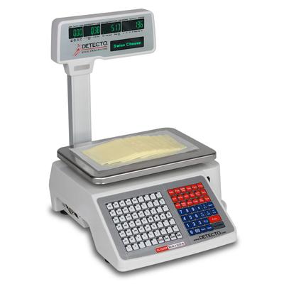 Detecto DL1030P 30 lb Digital Price Computing Scale w/ Label Printer & Pole Display, 120v, Stainless Steel